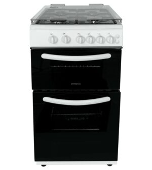 50Cm Twin Cavity Gas Cooker With Lid - White