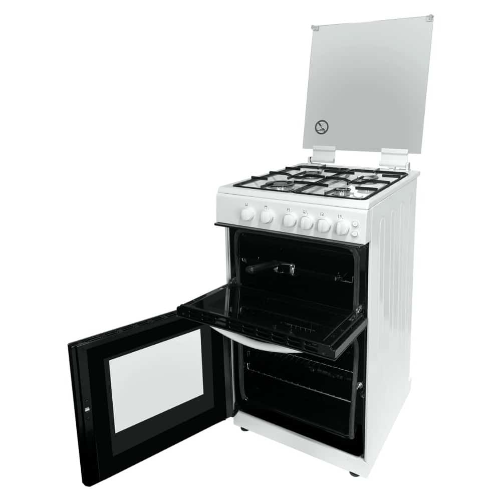 50Cm Twin Cavity Gas Cooker With Lid - White - Image 3