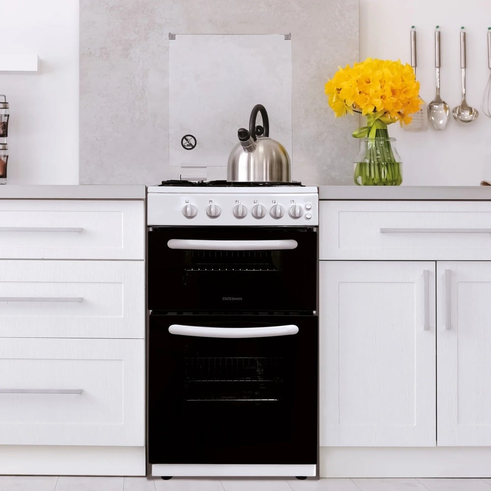 50Cm Twin Cavity Gas Cooker With Lid - White - Image 5