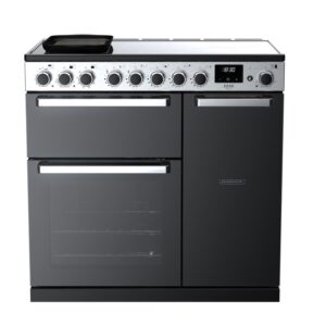 Edge Deluxe 90cm Induction Range Cooker - Black Glass + Chrome