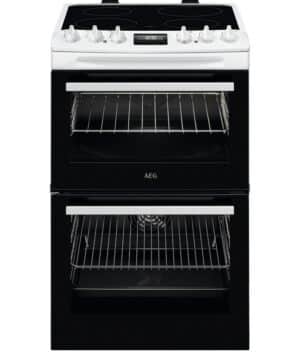 55cm Double Oven Electric Cooker with Ceramic Hob - White