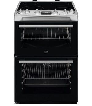 60cm Double Oven Electric Cooker with Ceramic Hob - Stainless Steel