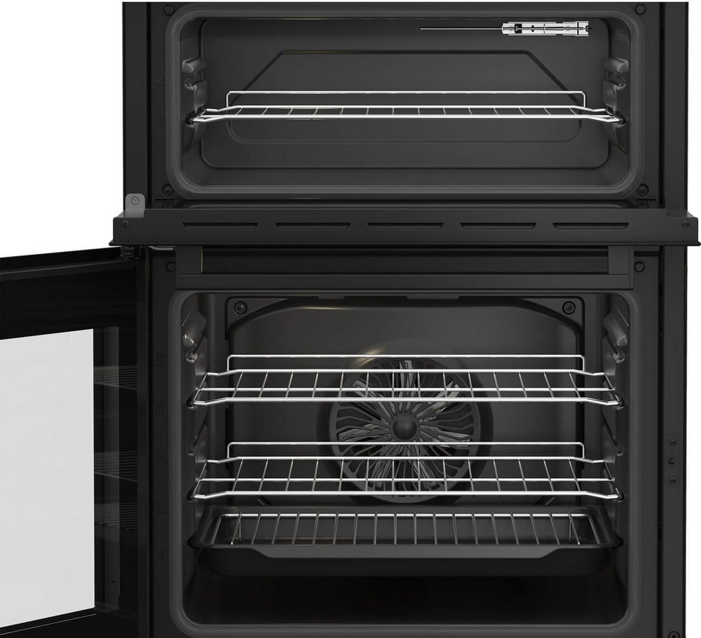 60cm Double Oven Electric Cooker with Vitroceramic Hob - Black - Image 5