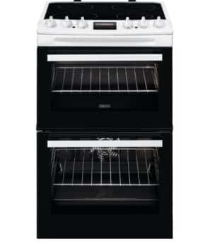 55cm Double Electric Cooker with Ceramic Hob - White
