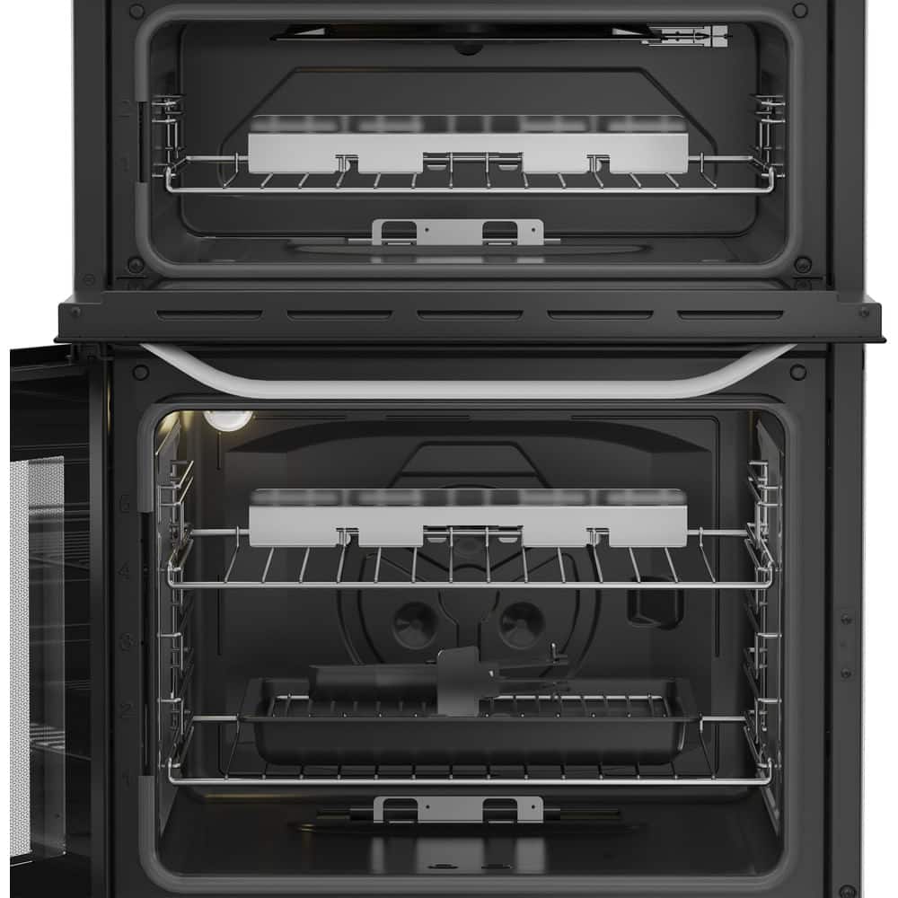 60cm Gas Double Cooker with Glass Lid - White - Image 2