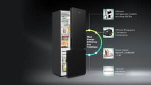 55cm 50/50 Total No Frost Fridge Freezer - Black/Stainless Steel