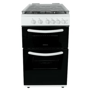 50Cm Twin Cavity Gas Cooker With Lid - White