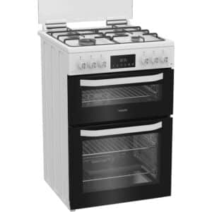 60cm Gas Double Cooker with Glass Lid - White