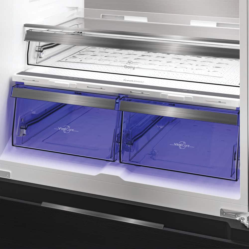 Dual No Frost American Fridge Freezer with VitalCare - Black Steel - 83CM - 510L - Image 4