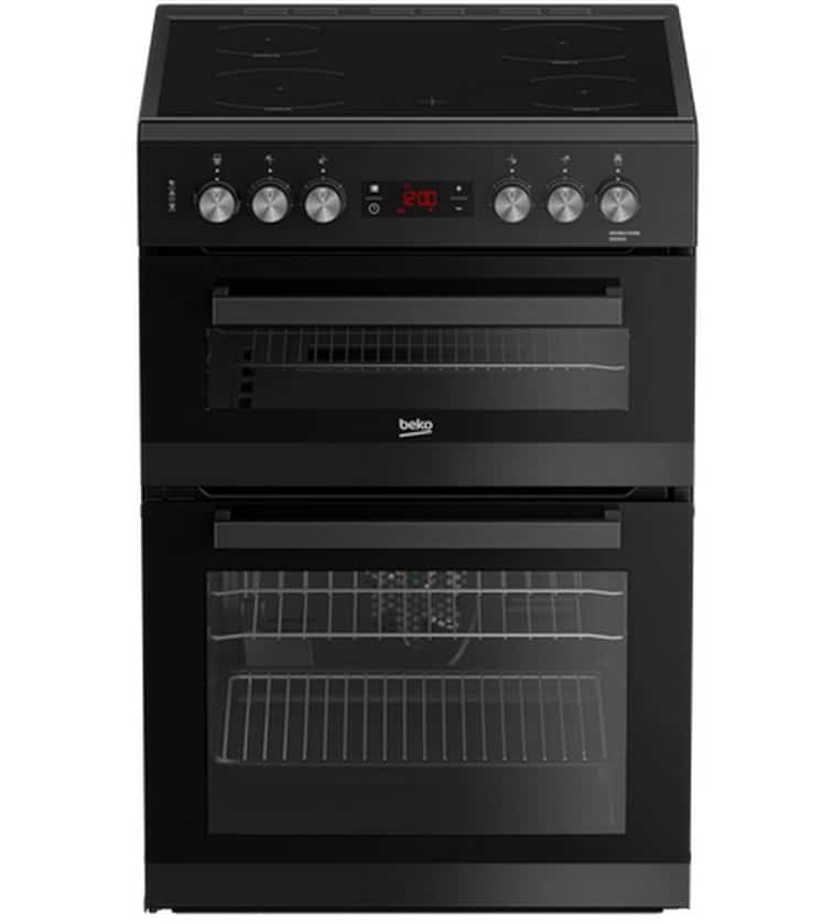 60cm Double Oven Electric Cooker with Ceramic Hob - Black