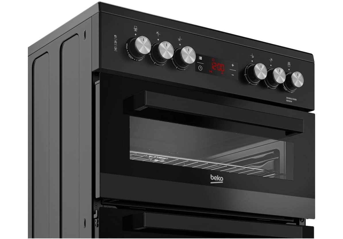 60cm Double Oven Electric Cooker with Ceramic Hob - Black - Image 3