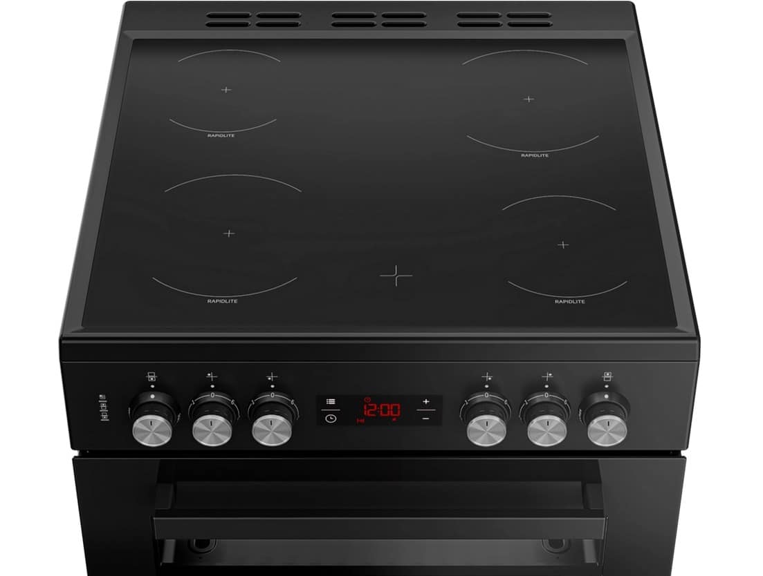 60cm Double Oven Electric Cooker with Ceramic Hob - Black - Image 4